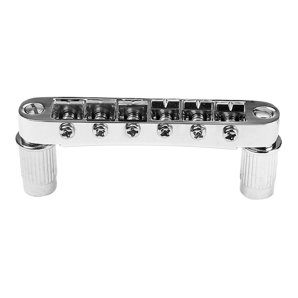 

1 Pack Zinc Alloy Saddle Bridge with Adjustable Lock Studs for Electric Guitar - Chrome