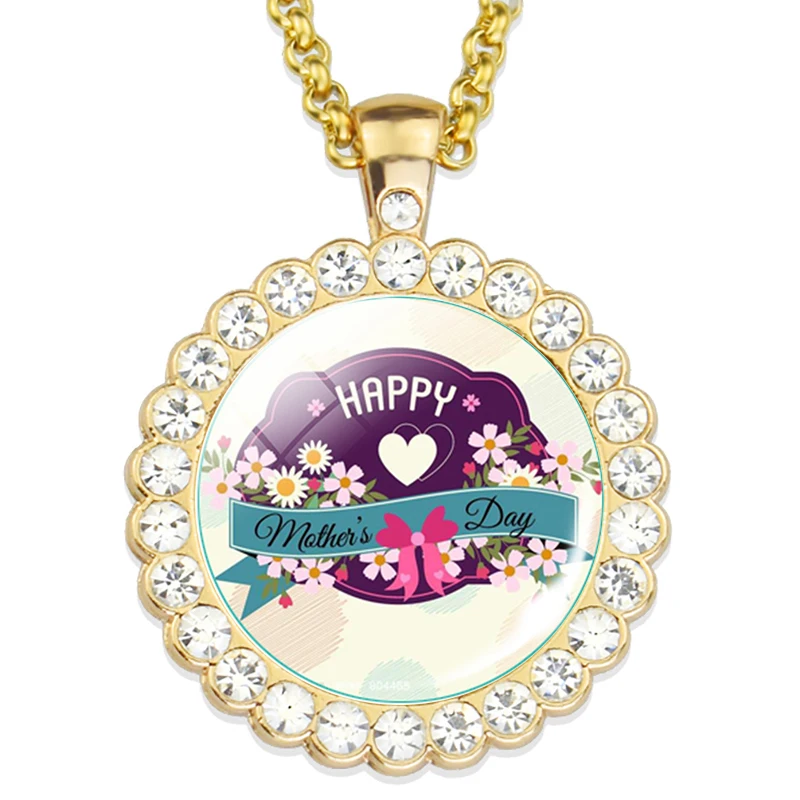 Happy Mother Day модное позолоченное ожерелье с кристаллом цирконием бижутерия со