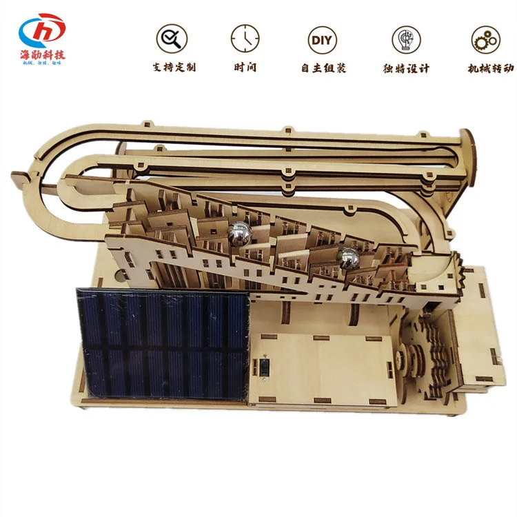 

DIY Handmade Semi-finished Crafts 3D Three-dimensional Wooden Puzzle Ladder Track Ball Model Assembled Toy Home Furnishings