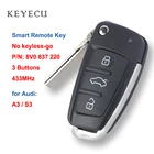 Keyecu 8V0 837 220 434 МГц без ключа go дистанционный ключ-брелок от машины 3 кнопки 434 МГц для Audi A3 S3 2012 2013 2014 2015 PN: 8V0837220