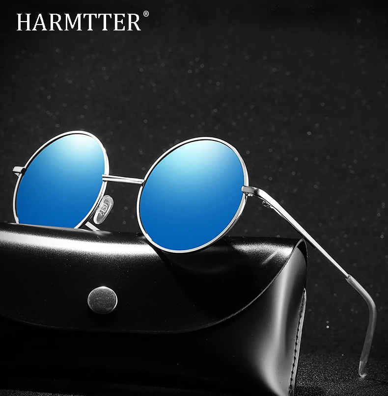 2019 Модные мужские солнцезащитные очки с круглыми поляризованными линзами