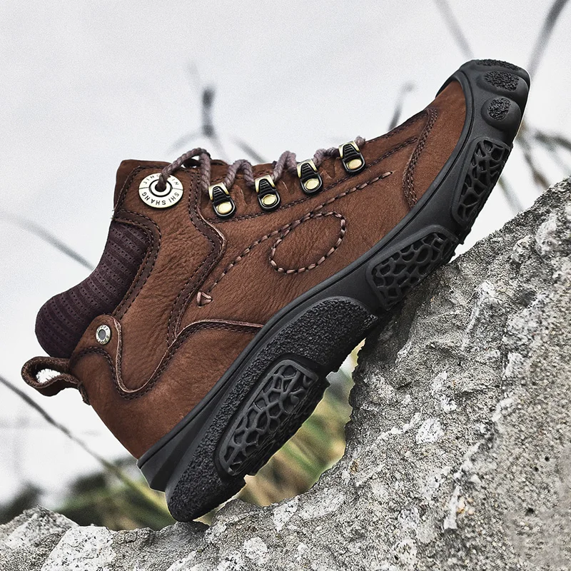 Ботинки мужские из 100% натуральной кожи очень теплая зимняя обувь утолщенная