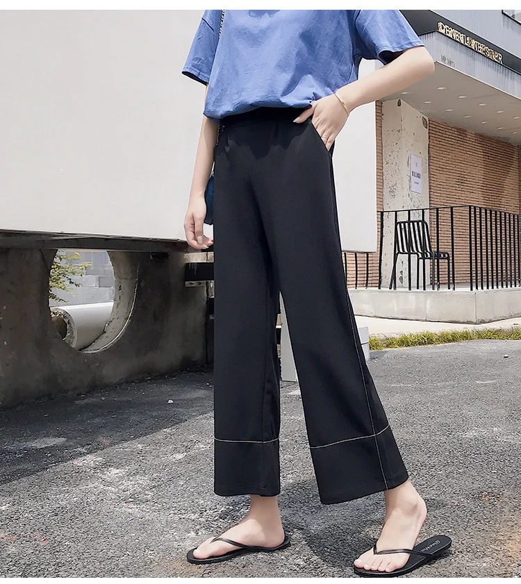 Весенние Брюки с широкими штанинами и шифоновой драпировкой в западном стиле |