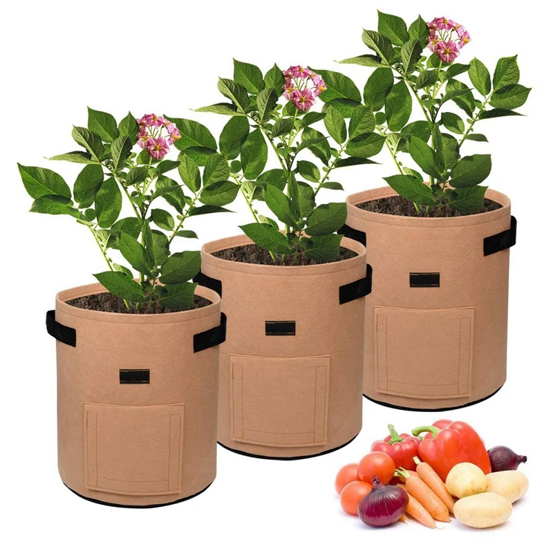 

3x Potato Grow Bags 7 Gallon Garden Planting Bag & 3PCS Sturdy and Durable Green Plants Succulent Cultivation Tools