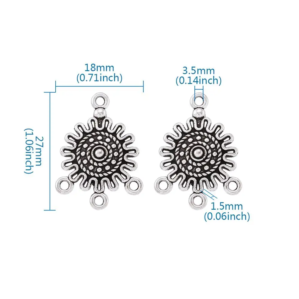 27x18mm 20 шт Античная Серебряная шляпа/цветок/луна-образный Тибетский Стиль Люстра компоненты звенья соединители для DIY серьги ожерелье изготовление - Цвет: 27x18mm