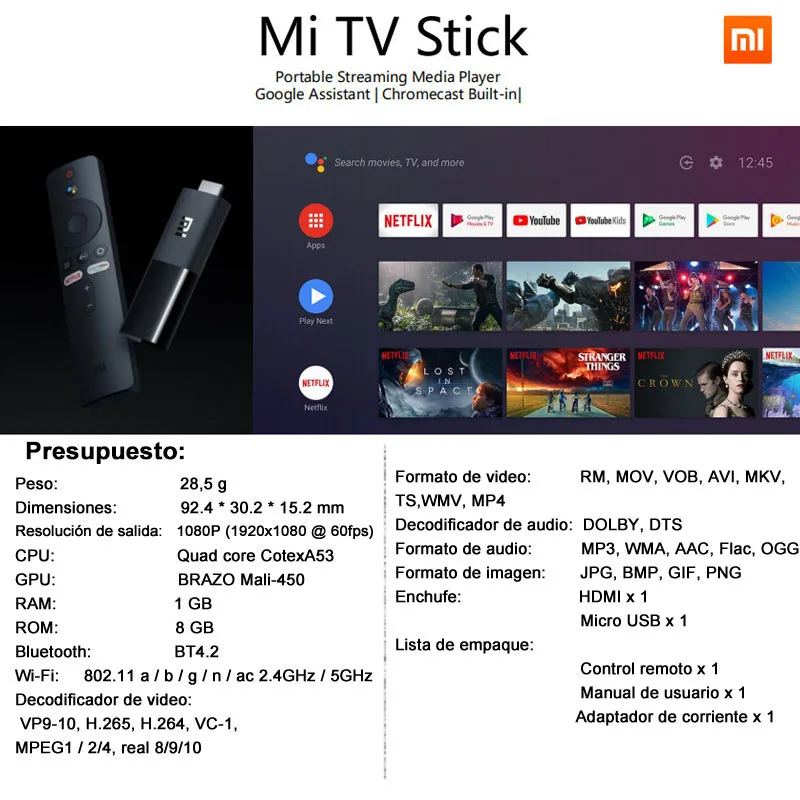 Global version Xiaomi Mi TV Stick Android 9.0 Quad-core Dolby DTS HD Dual Decoding 1G 8G Chromecast | Электроника