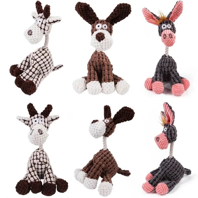 Funny Donkey Shaped Plush Dog Squeaky Toys Corduroy Small Large Dogs Interactive Bite Resistant Toy Pets Accessories Supplies 3