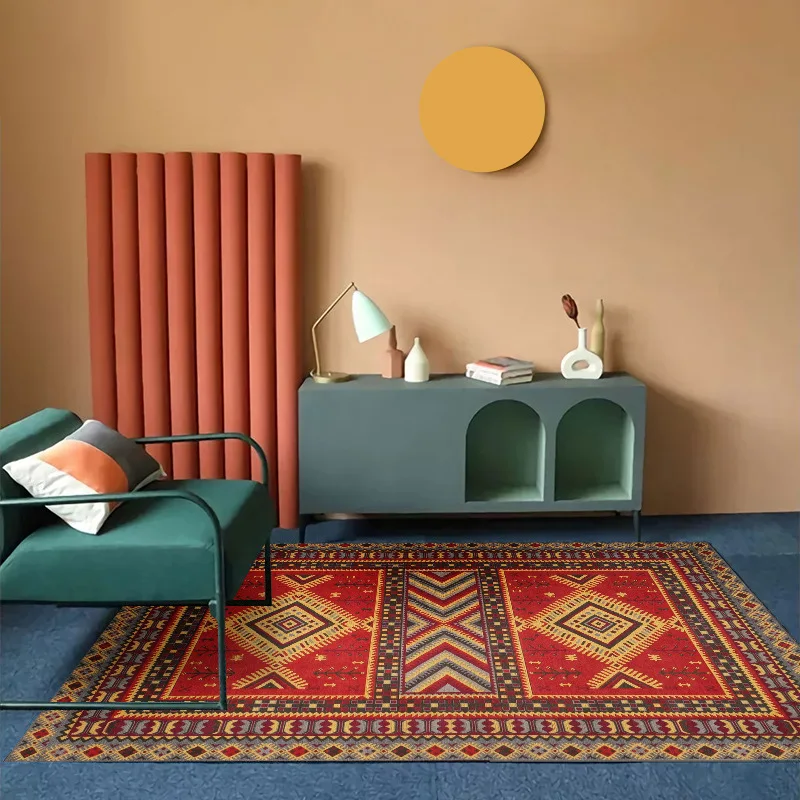 

Fashion Geometric Modern Brown Yellow Green Block Stitching Living Room Bedroom Bedside Carpet Floor Mat Customization