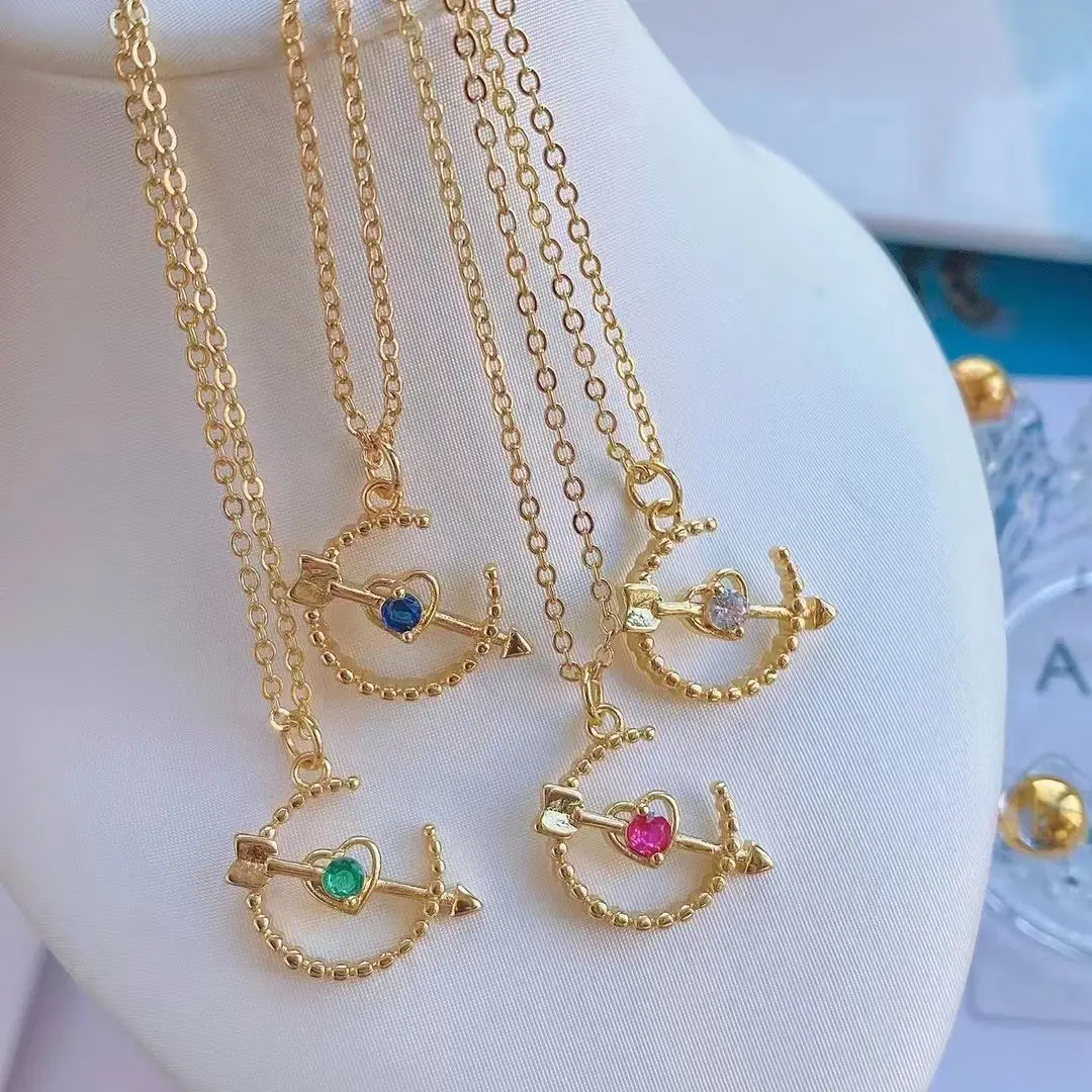 

5PCS, Bohemia Arrow Heart Pendant Charm Chain Necklace For Women Gold Geometric Bijoux Femme 2021 NEW Couple Jewelry Gift