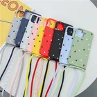 Мягкий чехол из ТПУ для iPhone 12, 13 Pro Mini, XR, XS Max, X, 10, 7, 8, 6, 6S Plus, SE 2, чехол для iPhone 11 Pro Max, с ожерельем и шнурком