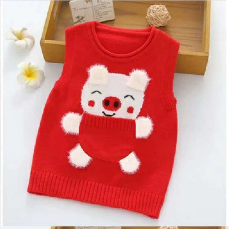 

1-5 Kids Boys and Girls Vest Sweater O-neck Sleeveless Terry Knit Woolen Vest Pullover Sweater for Children Autumn Clothes Warm