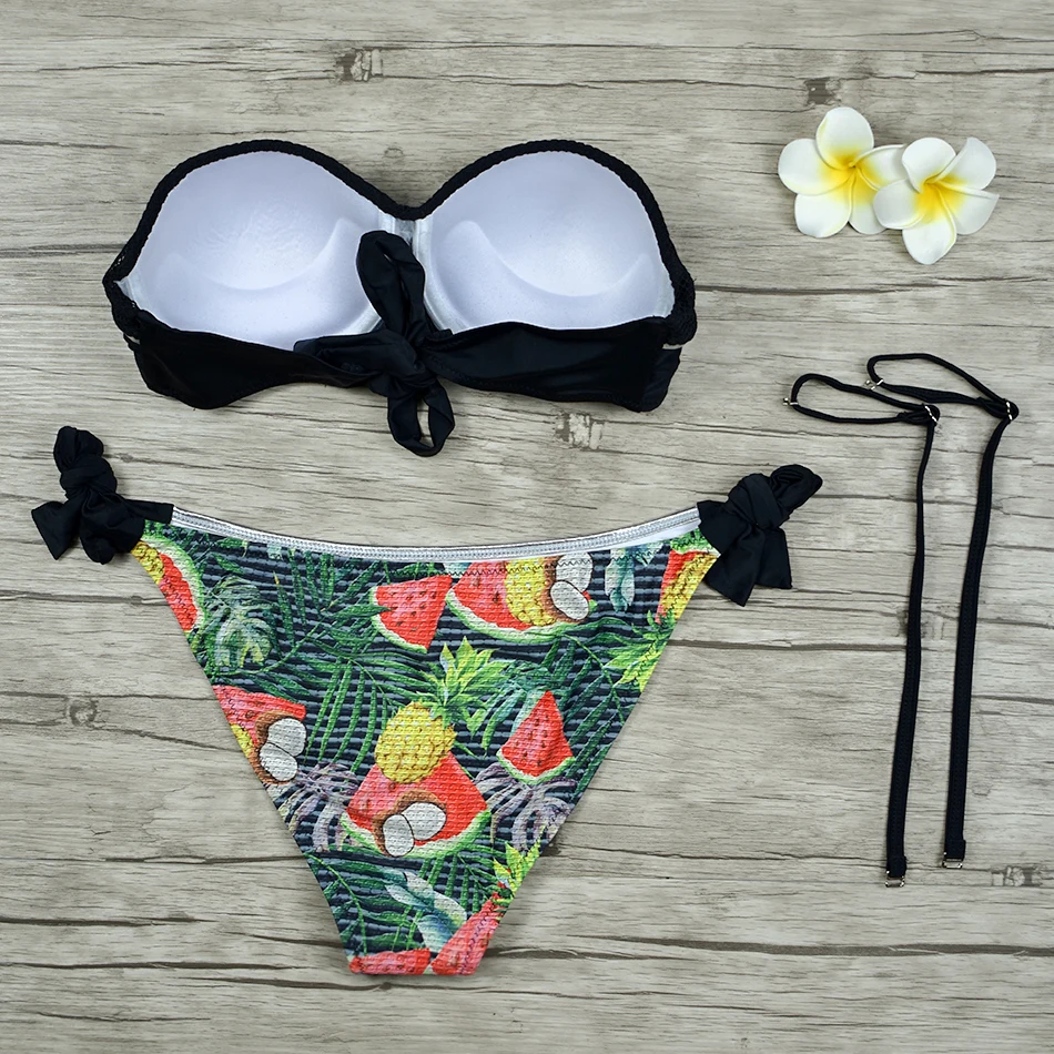 Сексуальный комплект бикини без косточек женский купальник с окантовкой летний