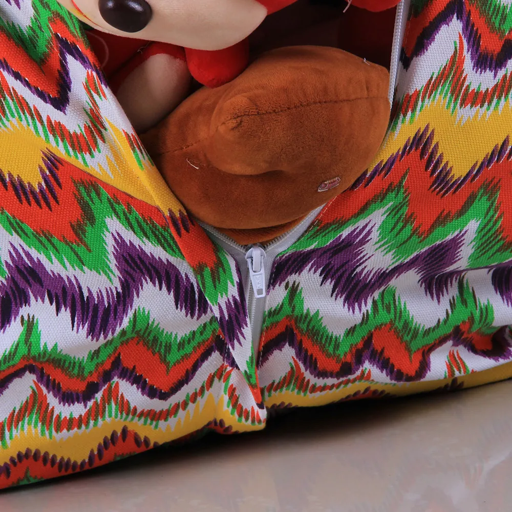 

Kids Stuffed Animal Plush Toy Storage Bag Soft Pouch Stripe Fabric Chair Durable High Quality Practical Delicate