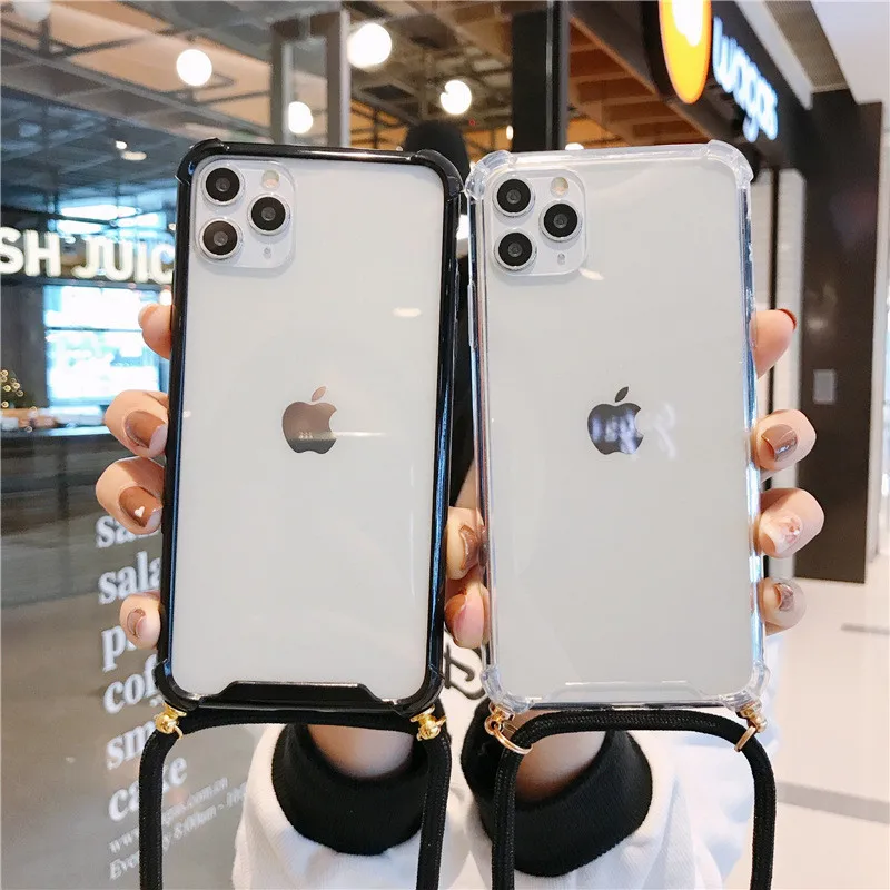 Прозрачный чехол для телефона со шнурком ожерелье плечевой ремень шнур iPhone 6 7 8 Plus