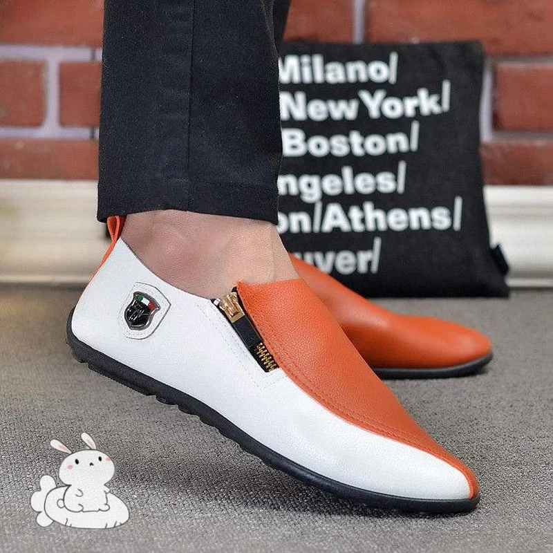 Туфли мужские из натуральной кожи без шнуровки плоская подошва повседневная