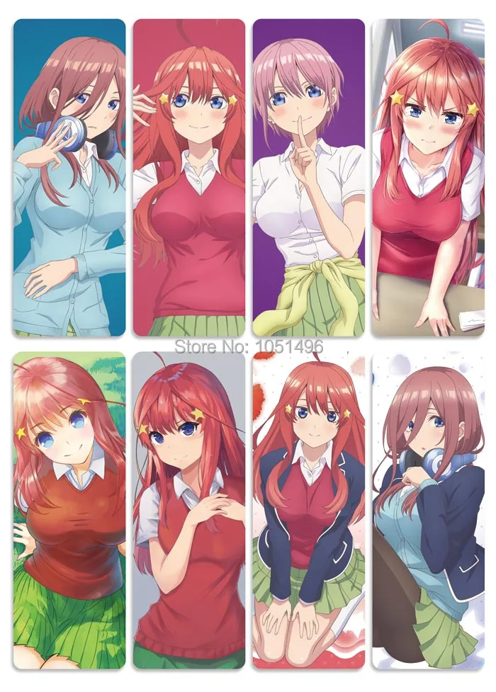 8 шт./компл. аниме квинтуплетки из ПВХ закладки Nakano Mikufor школьные принадлежности