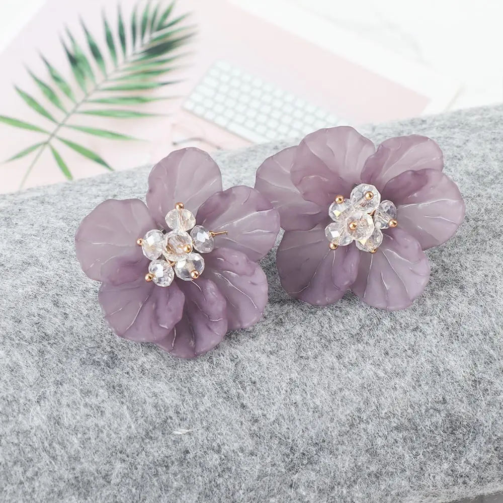 Женские серьги-гвоздики в форме цветка элегантные красивые серьги с кристаллами