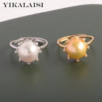 yikalaisi 925 sterling silver rings jewelry for women 10 11mm oblate natural freshwater pearl rings 2021 fine new wholesales