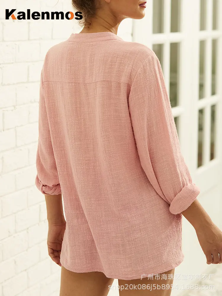 

Blouses Women Francais V-neck Long Sleeve Cotton Patchwork Spring Shirts Streetwear Feminino Sexy Tops Elegant Blusas Mesh Mujer