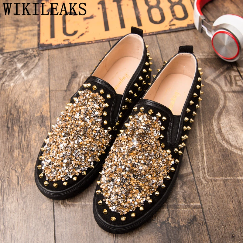 

Loafers Suede Shoes Men Glitter Hip Hop Shoes Black Luxury Shoes Fashion Zapatillas Hombre Casual Sepatu Slip On Pria Ayakkabi