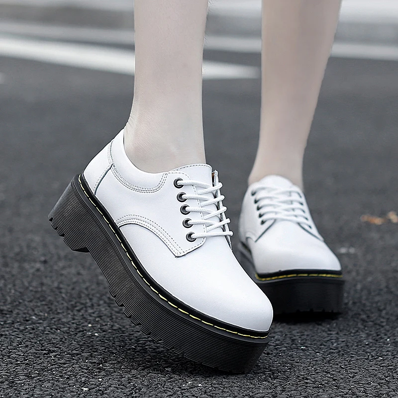 

2021 New Shoes for Women Square Heel Female Footwear PU Upper Waterproof Breathable Lace-up Fashion Shoes zapatos de mujer