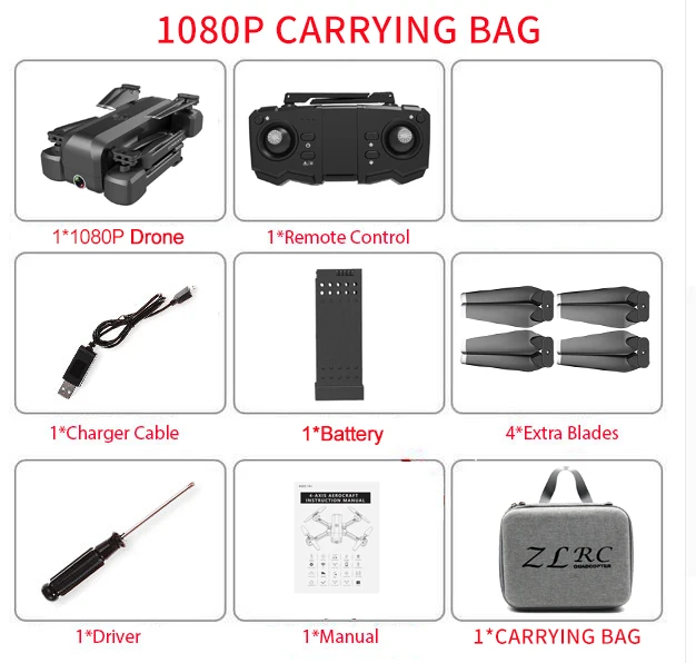 1080P Carrying Bag Новая камера Дрон с камерой 4K HD 1080P воздушная видео wifi FPV Квадрокоптер Follow Me RC вертолет Дрон x Pro VS GD89 LF606 LF609 - Цвет: 1080P Carrying Bag