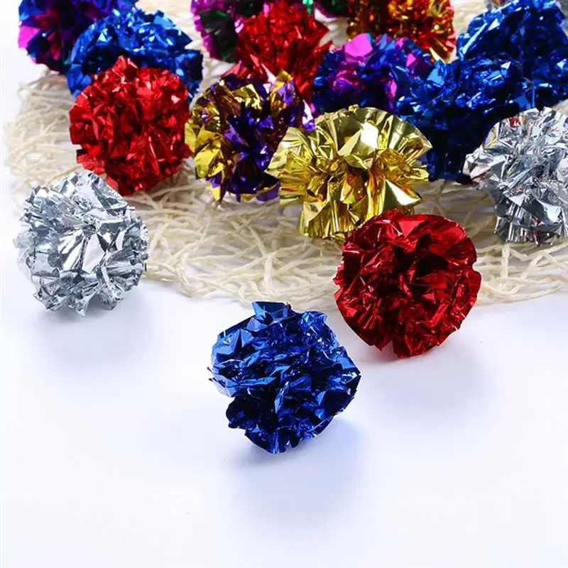 

20pcs Cat Toys Crinkle Ball Cat Toy Colorful Ball Interactive Pet Kitten Scratch Playing Ball Training Toy Pet Supplies for Cats