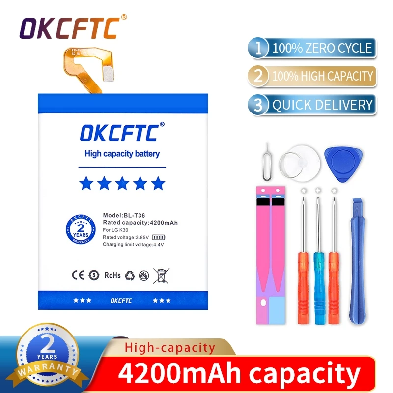 

High Quality 4200mAh/11.6Wh 3.85V BL-T36 Replacement Battery For LG K30 X410TK T-Mobile Cell Phone Rechargeable Li-on Bateries