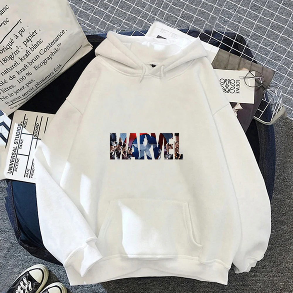 

Autumn New Marvel Men's Hoodies Kawaii Hooded Pullover Clothes Cartoons Harajuku Women Plus Velvet Fashion Femme Male Sweatshirt