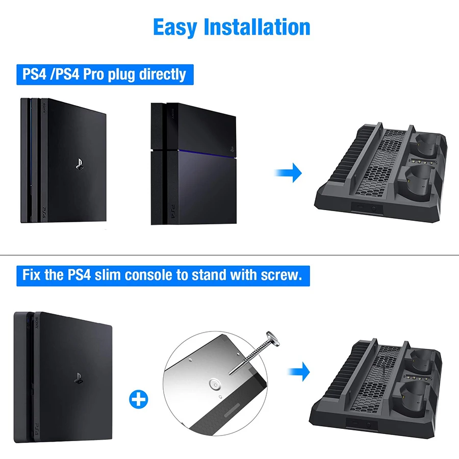 Подставка с охлаждающим вентилятором для консоли PS4/Pro/Slim зарядная станция