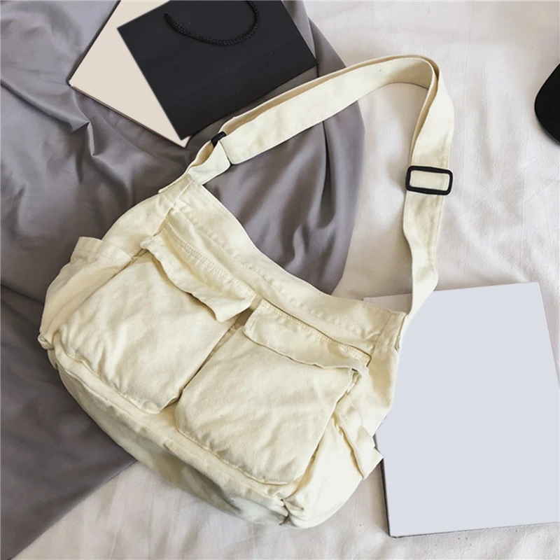 

Вместительные холщовые сумки на плечо, однотонная Мягкая джинсовая сумка для отдыха или путешествий для женщин, модная зимняя сумка на фетр...