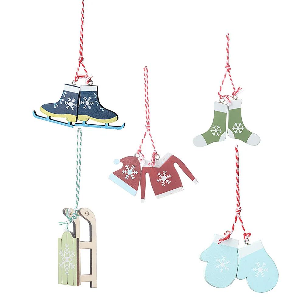 

Christmas Hanging Bell Wood Pendants Crafts Home Party Supply Waterproof Xmas Tree Craft New Style 5pcs Wooden Decorations
