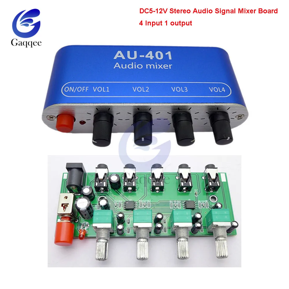 

DC5-12V Stereo Audio Signal Mixer Board 4 Way Input 1 Way Output