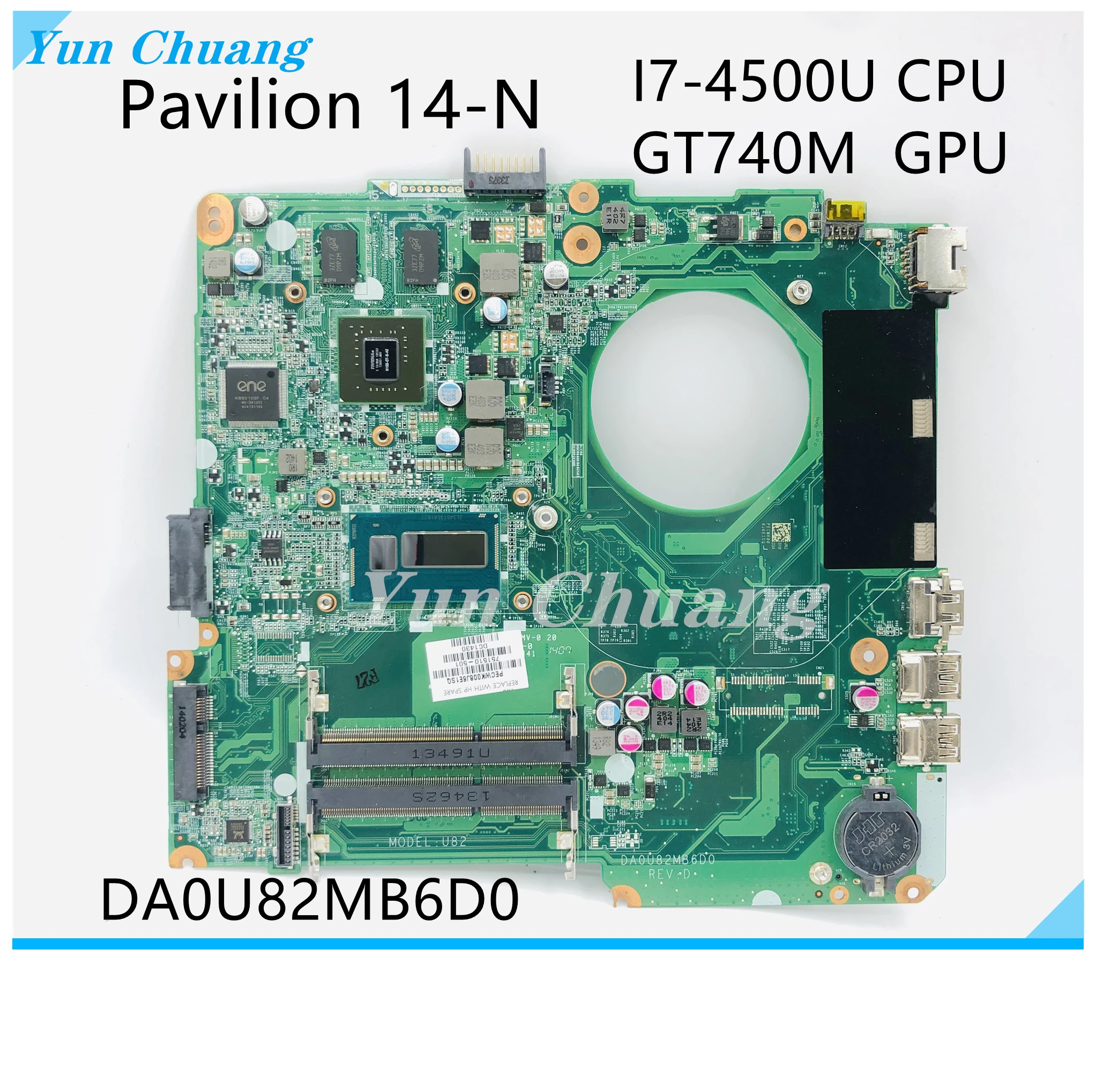 Для HP Pavilion 14 N I7 4500U дюймов материнская плата для ноутбука DA0U82MB6D0 SR16Z N14P GV2 S A1 DDR3