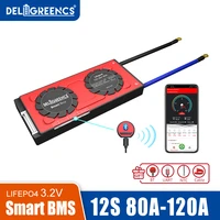 12s 80a 100a 120a uart smart bms 485 can modbus bluetooth connection lcd control for 12s 36v lifepo4 battery ev rv scooter