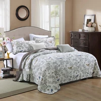 free shipping european american style 3pcs printing cotton clip patchwork quilt fullqueen size bird bed coverbedspread an