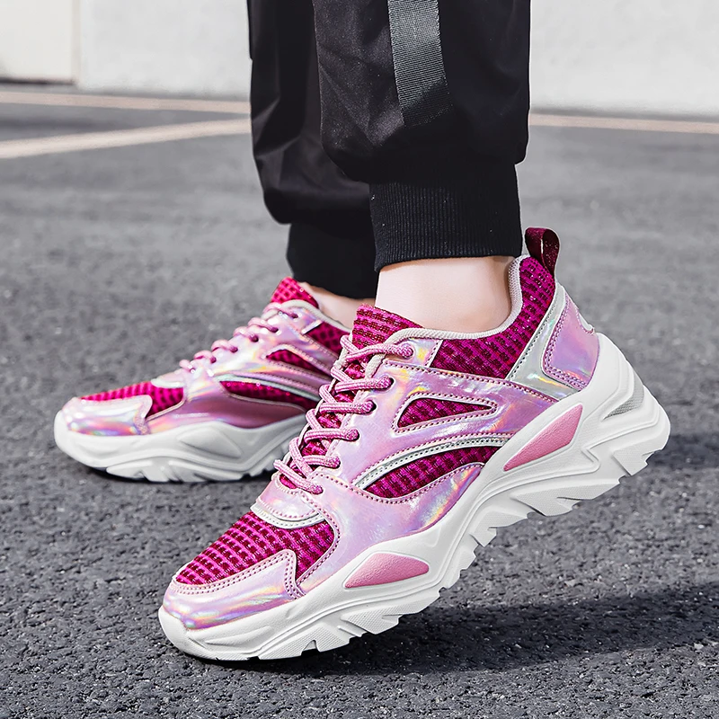 

New Super Light Flying Woven Women Shoes Platform Sneakers Fashion Dad Chunky Sneakers Women Thick Sole Trainers Female