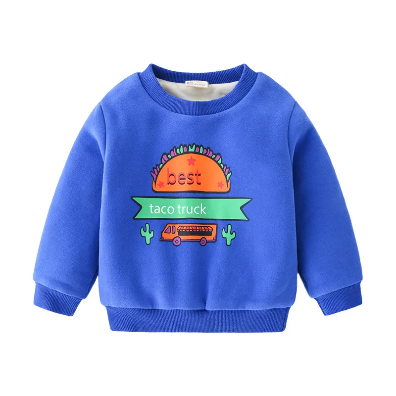 

New 2020 Kids Autumn Winter Thickening Fashion Sweatshirt Boys Cartoon Car Print Pullover Tops Hoodies Sweatshirts Clothing