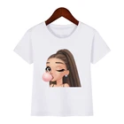 Новинка 2020, модная Милая футболка для девочек с изображением жевательной резинки, Ариана Гранде, футболка для девочек, детская одежда для маленьких девочек, топ, футболка
