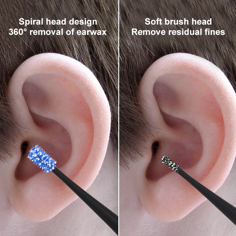 

1pcs Soft Silicone Double Head Ear Pick Ear Clean Tool Double-ended Earpick Ear Wax Curette Remover Ear Cleaner Spiral Design