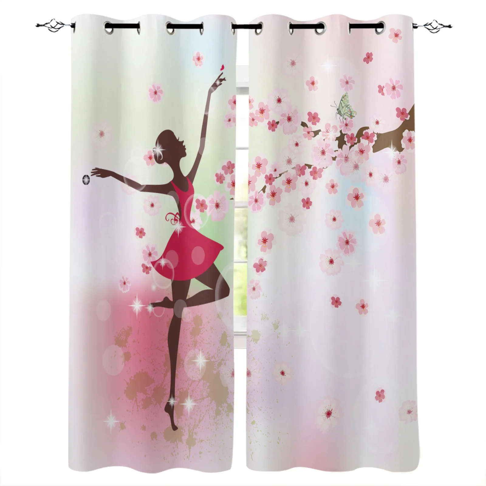 

Современные светонепроницаемые шторы с розовыми цветами для балета, девочки, для гостиной, спальни, оконные шторы, занавески, кухонные штор...