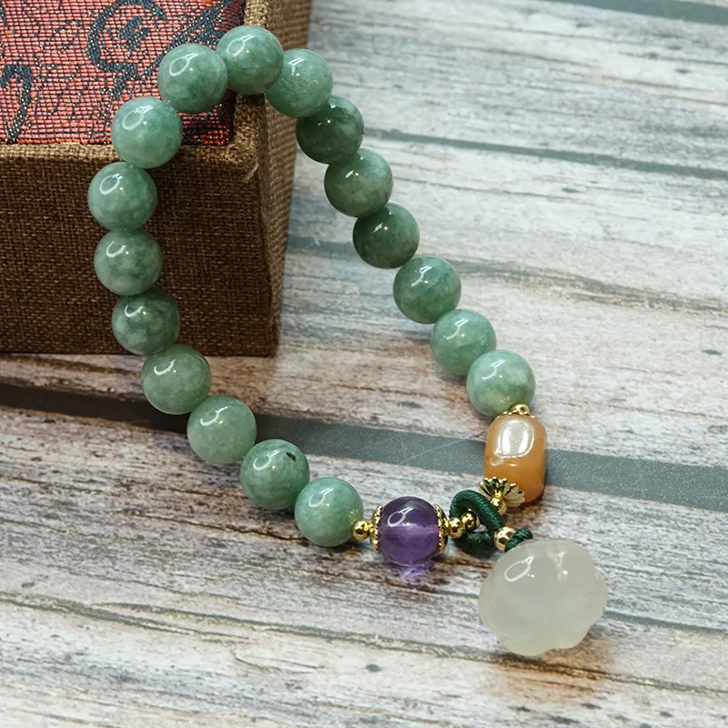 

Women Fashion Natural Stone Peridot Gourd Bracelet Women Girl Jewelry