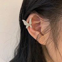 2021 fashion metal ear bone clip for women sweet exquisite sparkling zircon butterfly ear cuff clip earring french style jewelry
