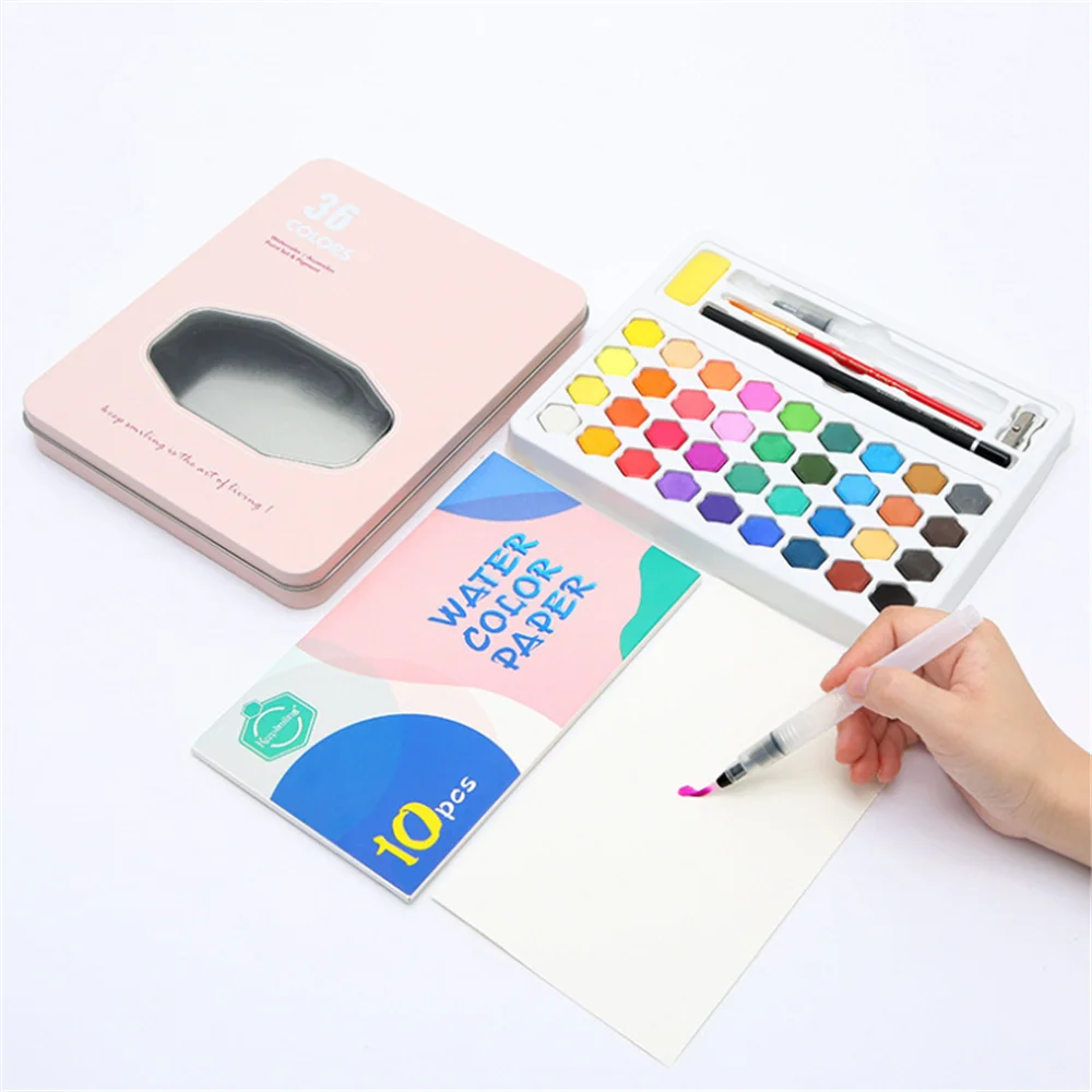 1 Набор 36 цветов профессиональные твердые акварельные пигментные краски для