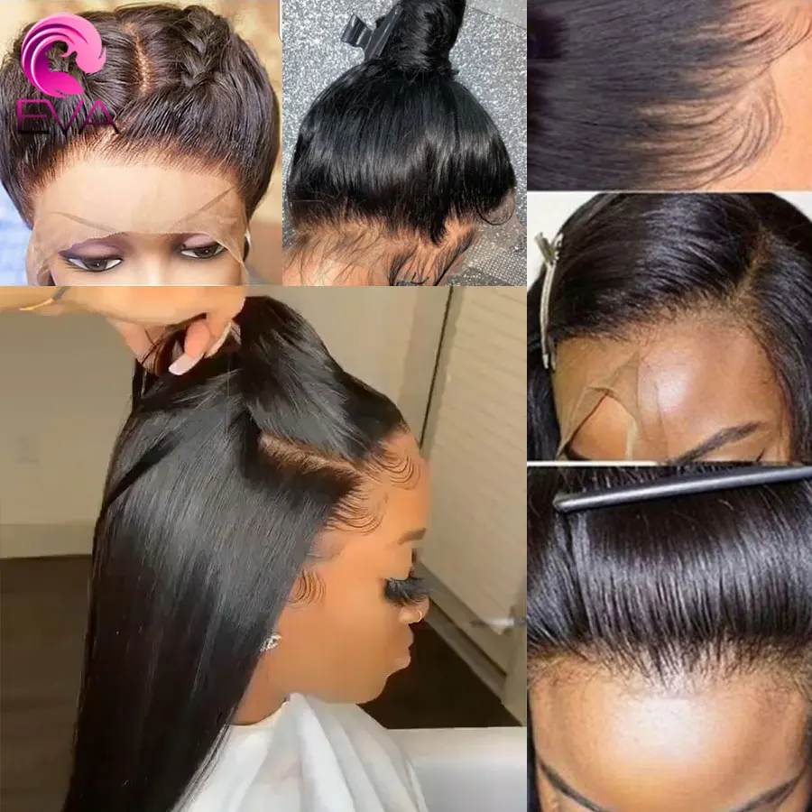 Парик из ЭВА 13x6 шелковистых прямых на сетке спереди предварительно выщипанные