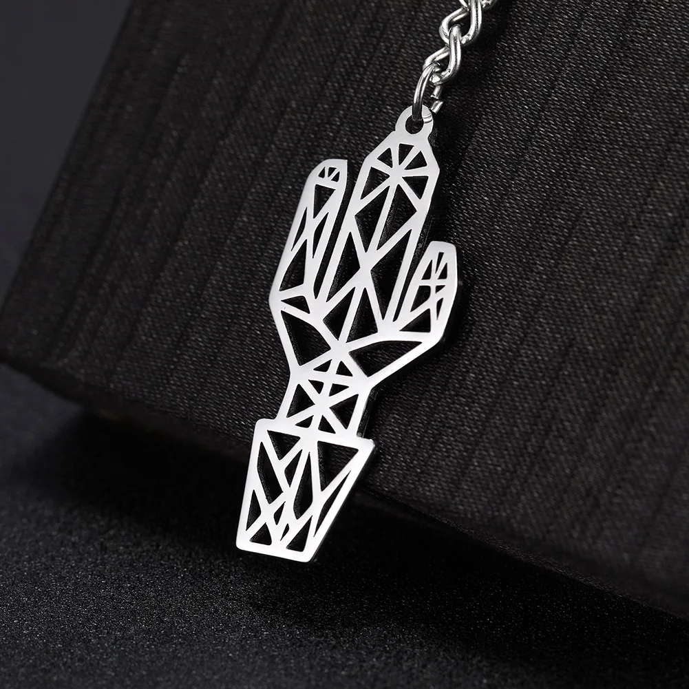 Teamer Cactus Pendant Key Chains Stainless Steel Waist Hanging Plant Charms Keyrings Ring Holder Gift for Men Women | Украшения и