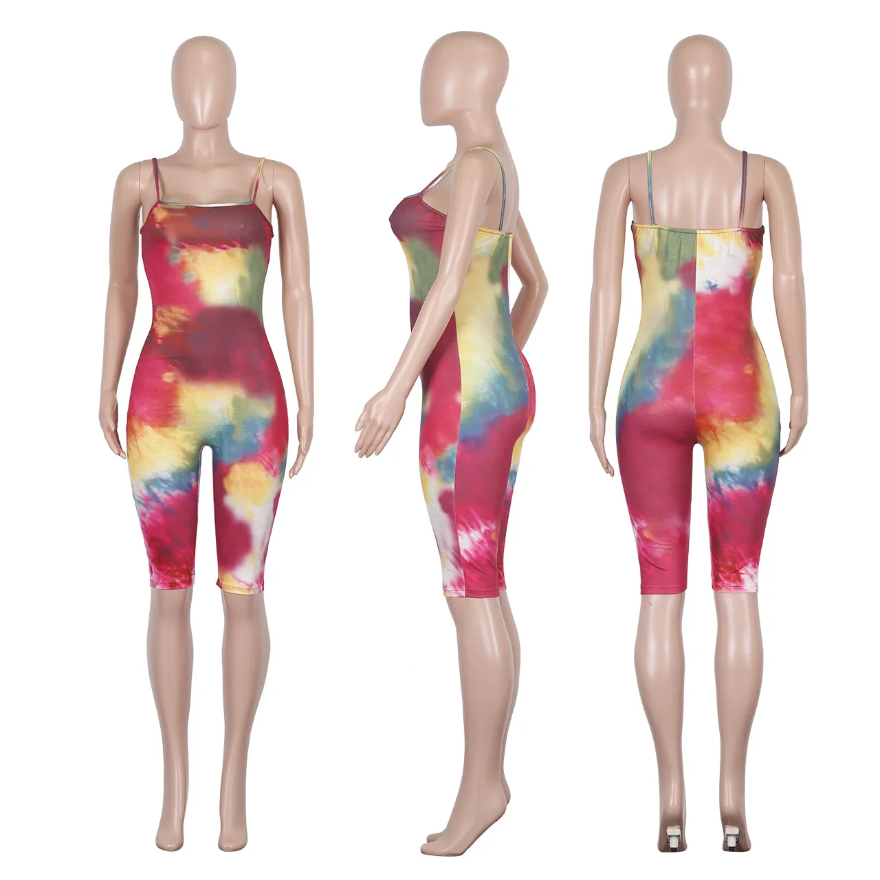 

Zoctuo Tie Dye Sexy Playsuit for Women Slim Summer Playsuits Spaghetti Strap Rompers and Jumpsuits for Women Skinny Sexy Romper