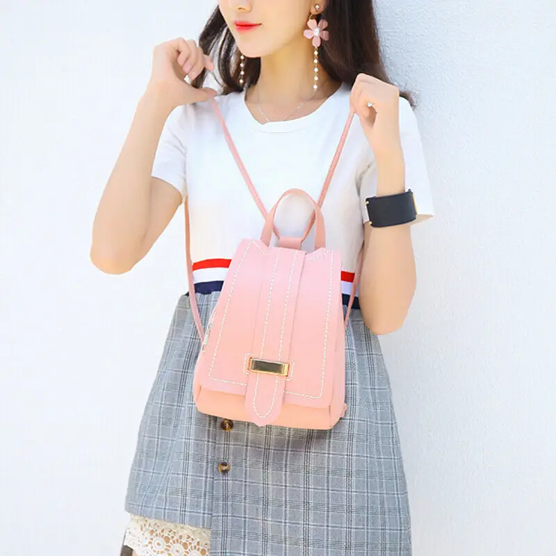 

Women's PU Leather Satchel Shoulder Backpack School Rucksack Bags Travel Lot