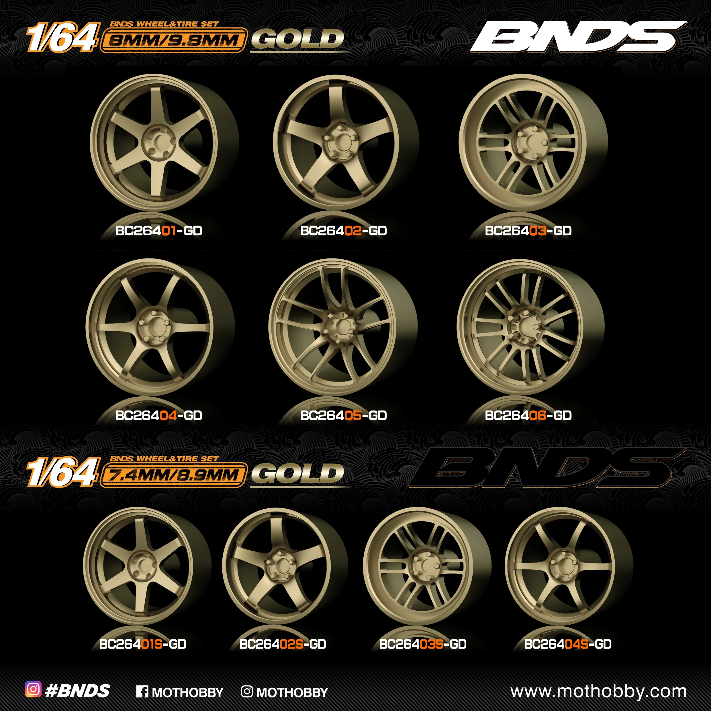 BNDS 1/64 ABS диски резиновые шины золотые в сборе модифицированные детали JDM VIP стиль