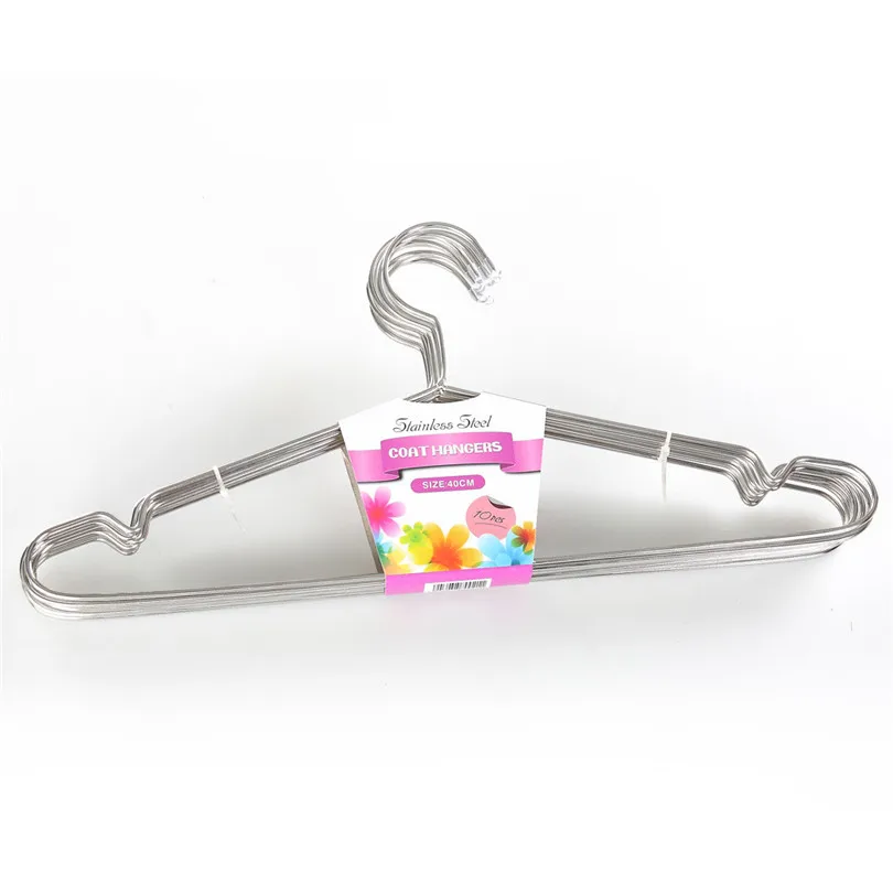 

10pcs Home hangers for clothes Stainless Steel Home Clothes Support Anti-Skid Clothes Hanging closets Organizers #3N16